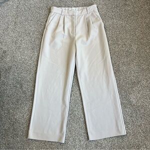 Abercrombie & Fitch Cream Wide Leg High Rise Trouser Pants, Size 6S